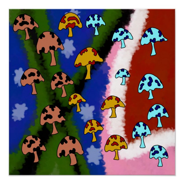 drawing painting fungus mushroom paradise poster (Front)