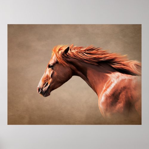 Drawing portrait horse poster