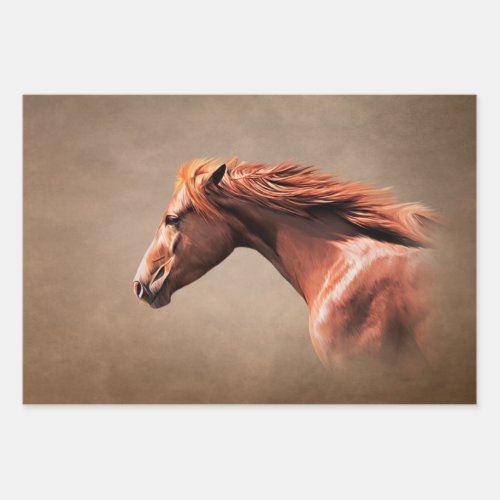 Drawing portrait horse wrapping paper sheets