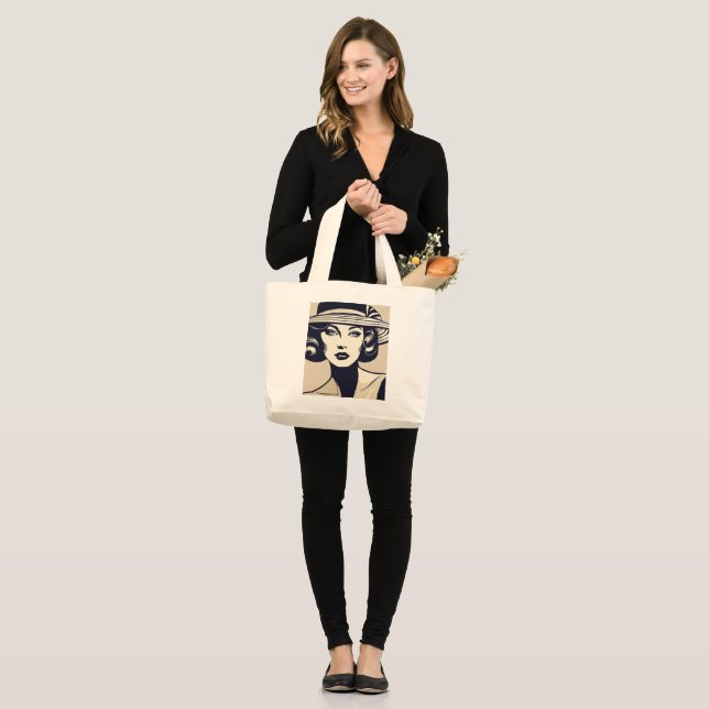 Drawing Portrait of a Woman Large Tote Bag (Front (Model))