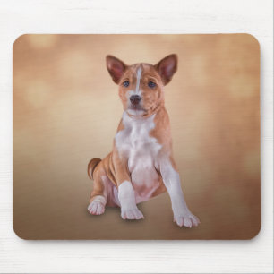 Drawing puppy breed Basenji Mouse Pad