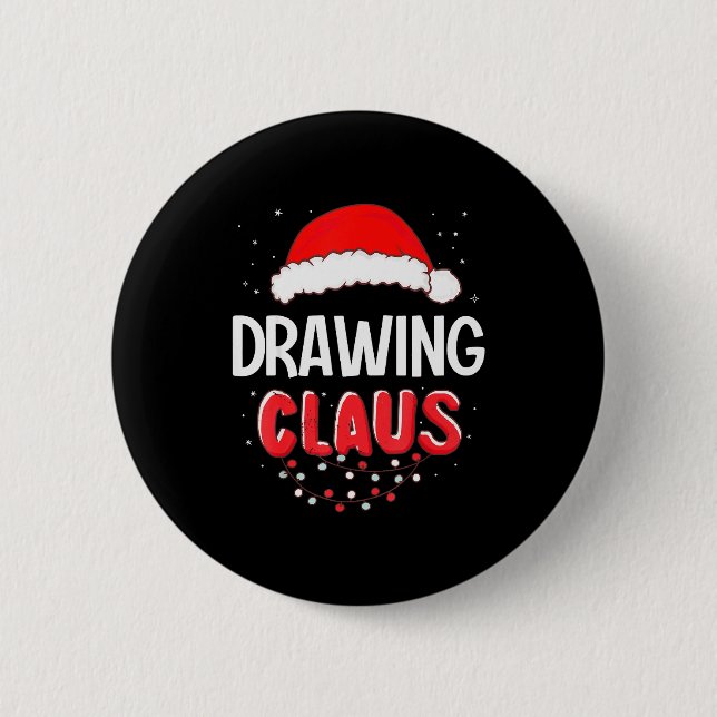Drawing Santa Claus Christmas Matching Costume  Button (Front)