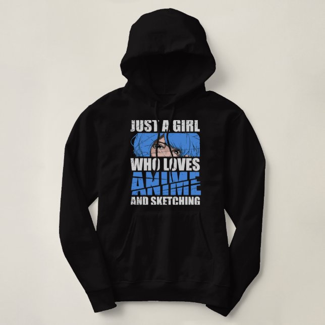 Drawing Sketching Manga Japanese Anime Lover Girls Hoodie (Design Front)