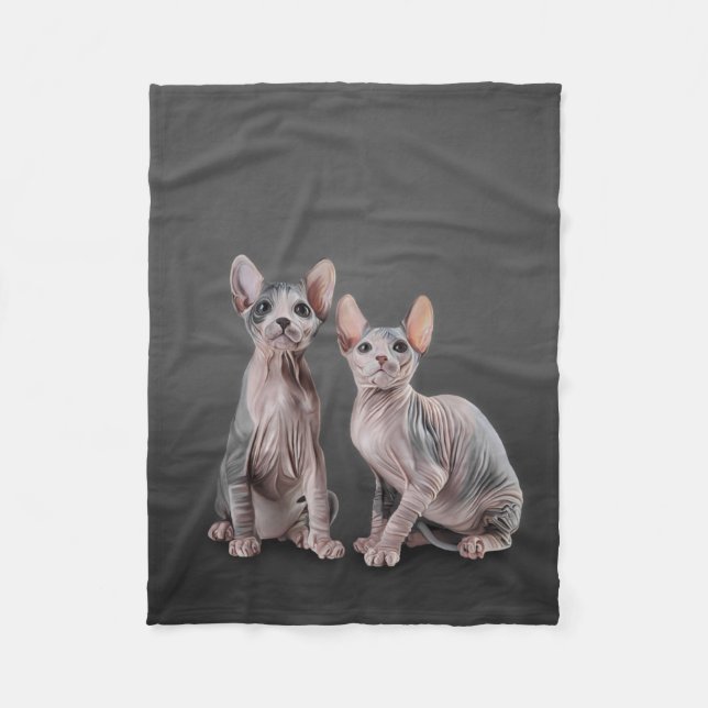 Drawing Sphynx kitten Fleece Blanket (Front)