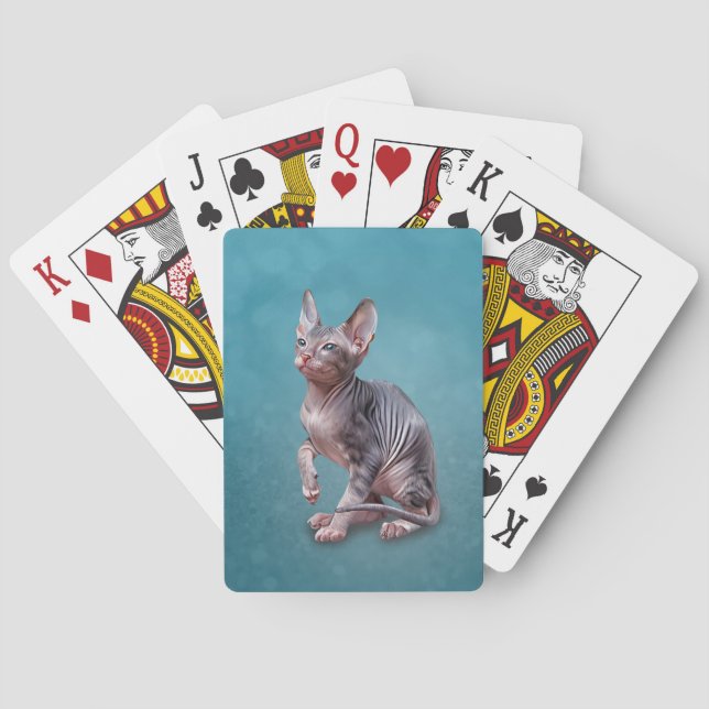 Drawing Sphynx kitten Notebook Poker Cards (Back)