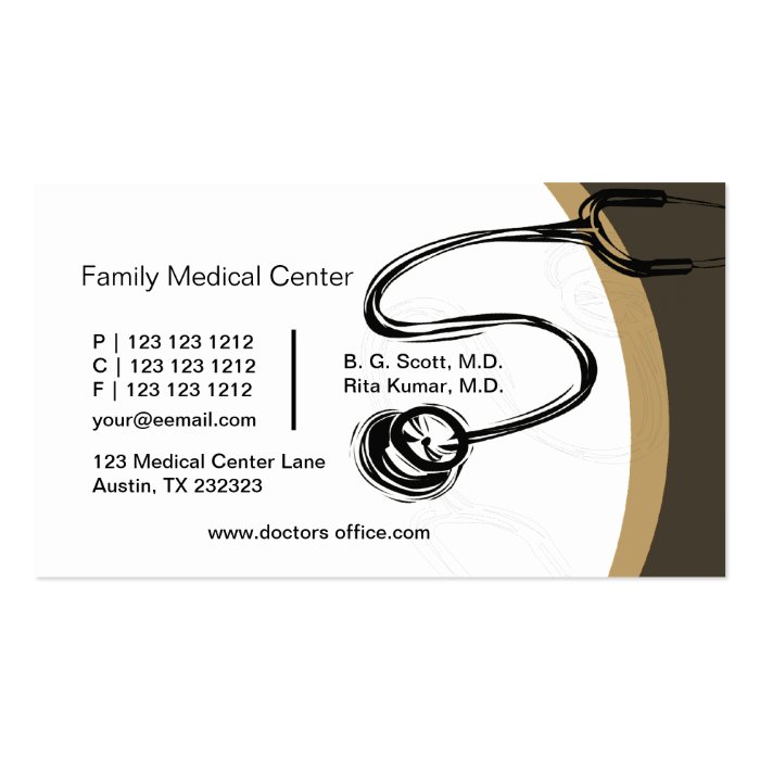 Drawing Stethoscope Doctors   Medical Business Card Template