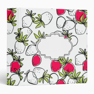 Drawing, strawberry 3 ring binder