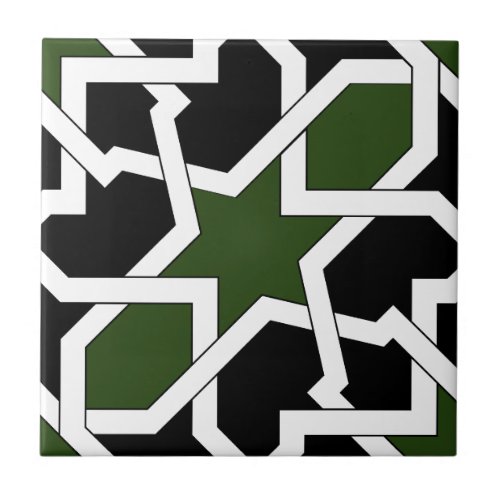 Drawing up 09 of tile of green and black geometry
