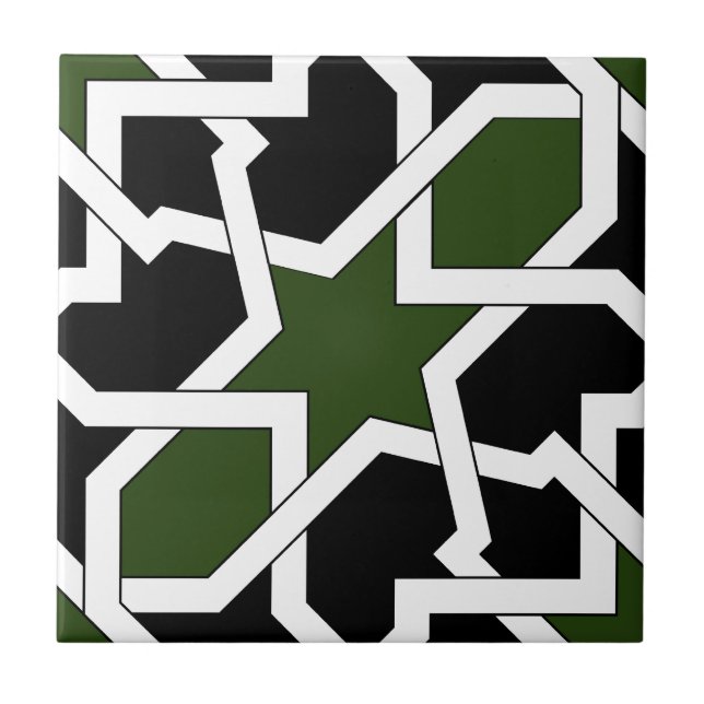Drawing up 09 of tile of green and black geometry (Front)