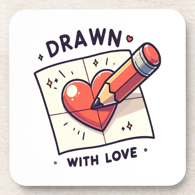 Drawing with love beverage coaster (Front)
