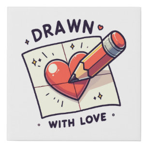 Drawing with love faux canvas print