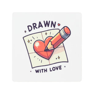 Drawing with love metal print