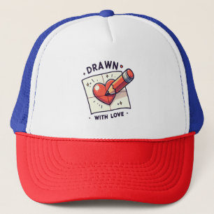 Drawing with love trucker hat