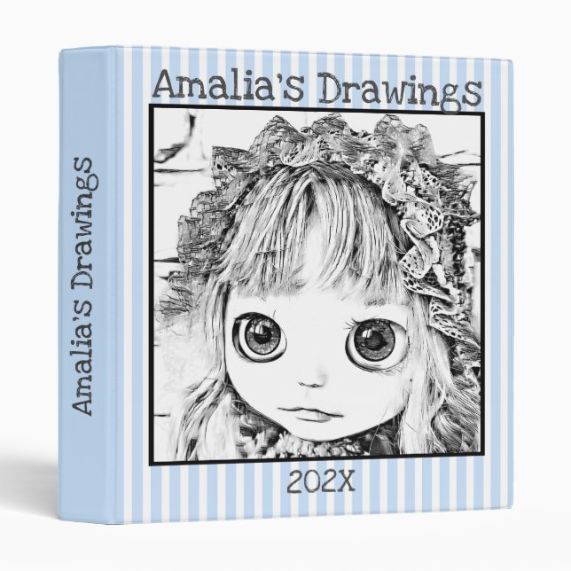 drawings album, artist album, artwork  3 ring binder (Front/Spine)