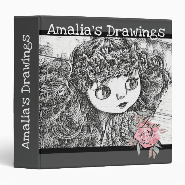 drawings album, artist album, artwork 3 ring binder (Front/Spine)