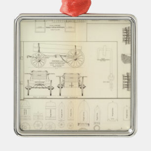 Drawings boats, bridges, wagons, projectiles metal ornament