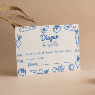 Drawn Blue Locally Grown Baby Boy Diaper Raffle Enclosure Card
