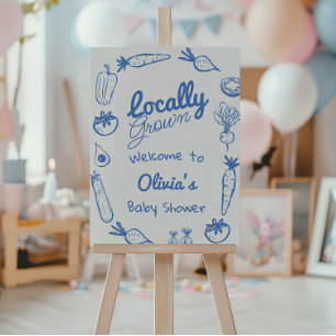 Drawn Blue Locally Grown Boy  Baby Shower Foam Board