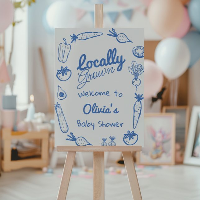 Drawn Blue Locally Grown Boy  Baby Shower Foam Board (Creator Uploaded)