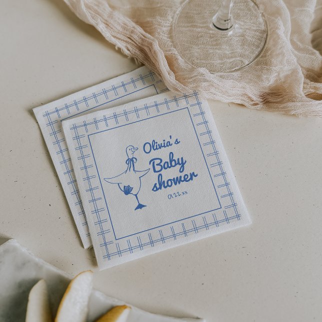 Drawn Blue Silly Goose Classic Baby Boy Shower Napkins (Creator Uploaded)