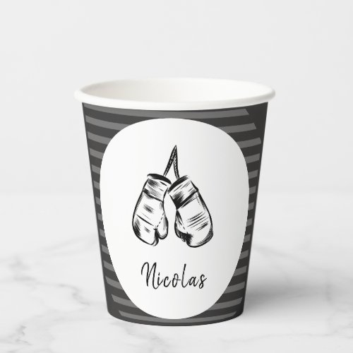Drawn Boxing Gloves Design Striped Personalized   Paper Cups