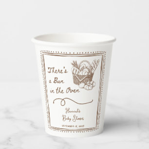Drawn Brown Bun in the Oven Baby Shower Party Paper Cups