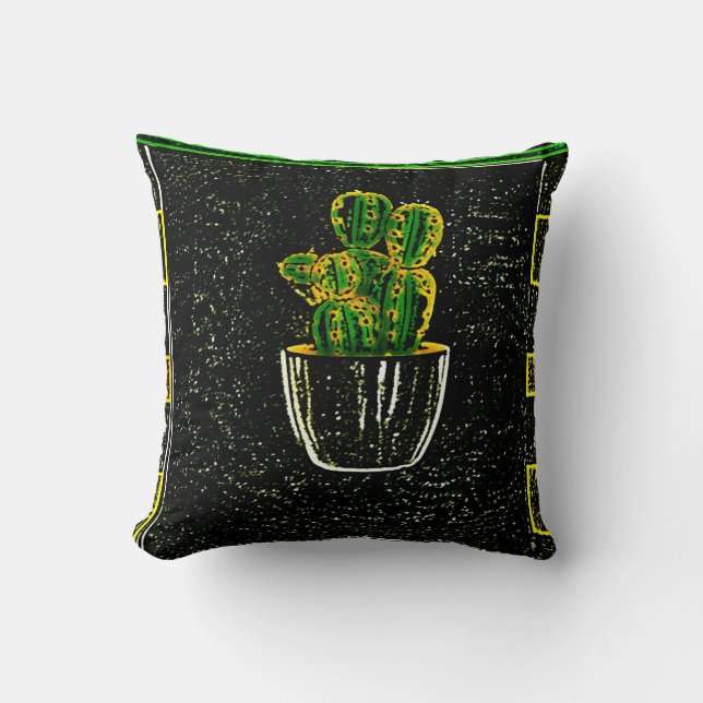 Drawn cactus throw pillow (Front)