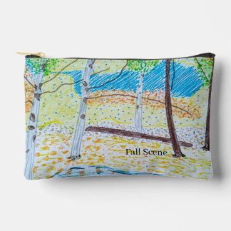 Drawn Fall Scene  Accessory Pouch