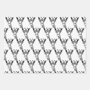 Drawn Giraffe with Glasses Wrapping Paper