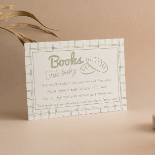 Drawn Green Gender Neutral Bread Baby Book Request Enclosure Card