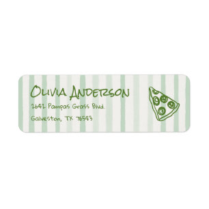 Drawn Green Pizza Special Delivery Baby Shower Label