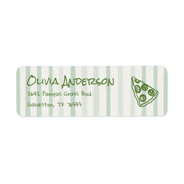 Drawn Green Pizza Special Delivery Baby Shower Label (Front)