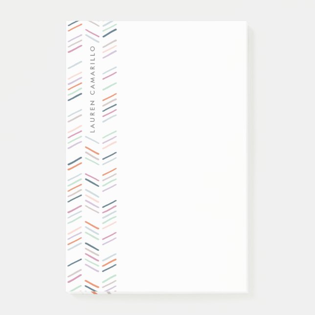 Drawn Herringbone Personalized - Fuchsia Post-it Notes (Front)