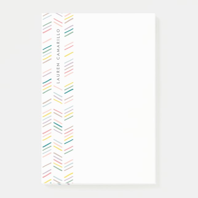 Drawn Herringbone Personalized Post-It - Rose Post-it Notes (Front)