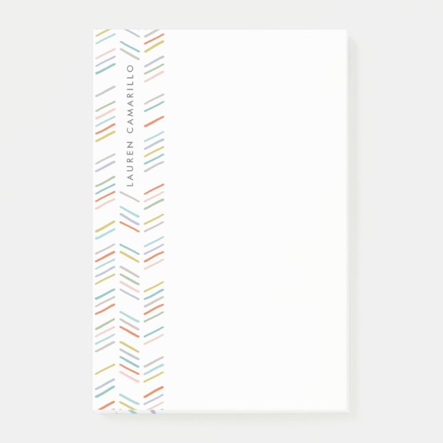 Drawn Herringbone Personalized - Turquoise Post-it Notes (Front)