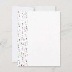 Drawn Herringbone Stationery - Fuchsia Note Card