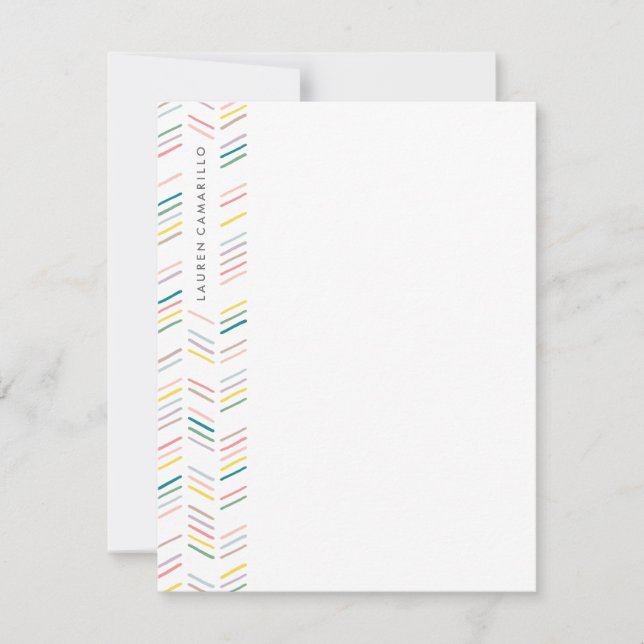 Drawn Herringbone Stationery - Rose Note Card (Front)