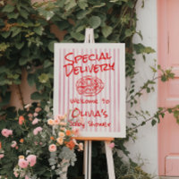 Drawn Italian Pizza Special Delivery Baby Shower