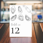 Drawn Oysters Champagne Seafood Table 12 Wedding Table Number<br><div class="desc">This elegant table number card would make a great addition to your wedding supplies! Easily add your own details by clicking on the "personalize" option. 🌸 PLEASE NOTE: The size of this card is 3.5" x 5". If you’d like a larger size, please contact me before 💖 making your purchase....</div>
