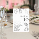 Drawn Oysters Seating Chart Names Wedding Sign Table Number<br><div class="desc">Decorate your wedding tables with this modern,  stylish card,  featuring drawn oysters with a glass of champagne,  modern script and custom text of your choice. Easily add your own details by clicking on the "personalize" option.</div>