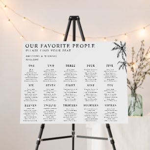 Drawn Palm Trees 15 Tables Wedding Seating Chart Foam Board