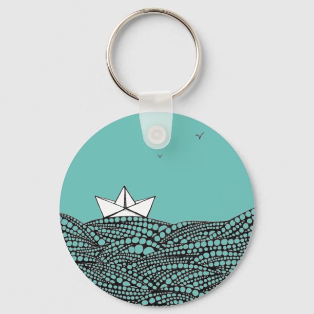Drawn Paper boat  Keychain (Front)