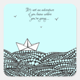 Drawn Paper boat Square Sticker