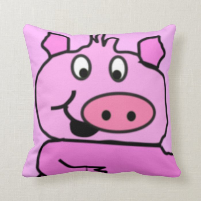 Drawn Pig face Throw Pillow