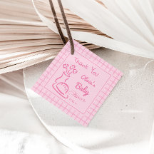 Drawn Pink Bread Loaf Floral Vase Baby Girl Shower