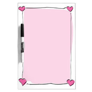 Drawn pink hearts design dry erase board