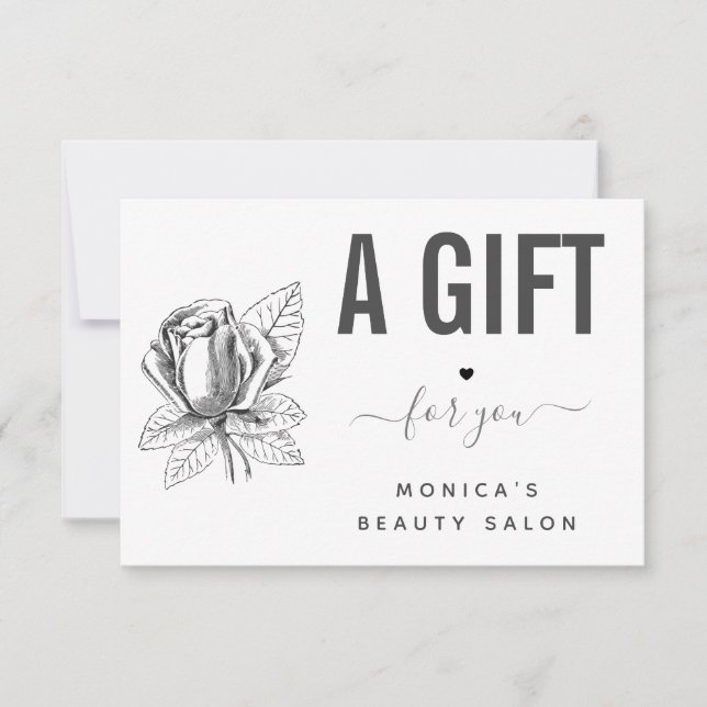 Drawn Rose Flower Black & White Beauty Salon Spa (Front)