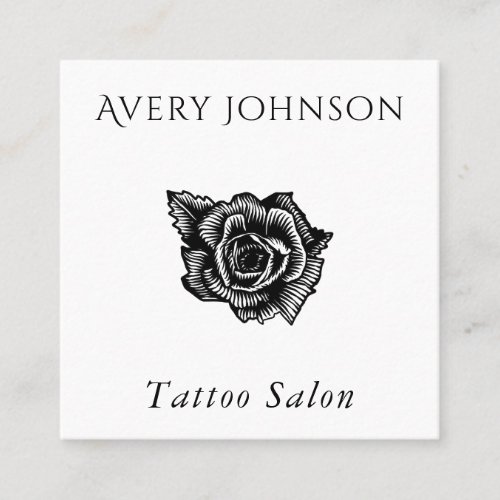 Drawn Rose Tattoo Salon Artist Classy Social Media Square Business Card