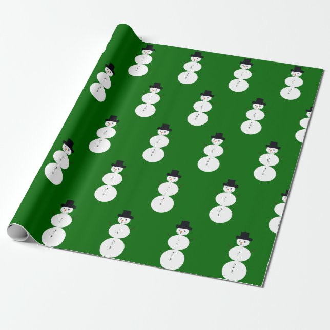 Drawn Snowman Wrapping Paper (Unrolled)