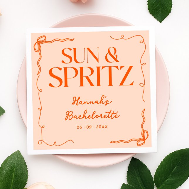 Drawn Sun and Spritz Bachelorette Weekend Party Napkins (Creator Uploaded)